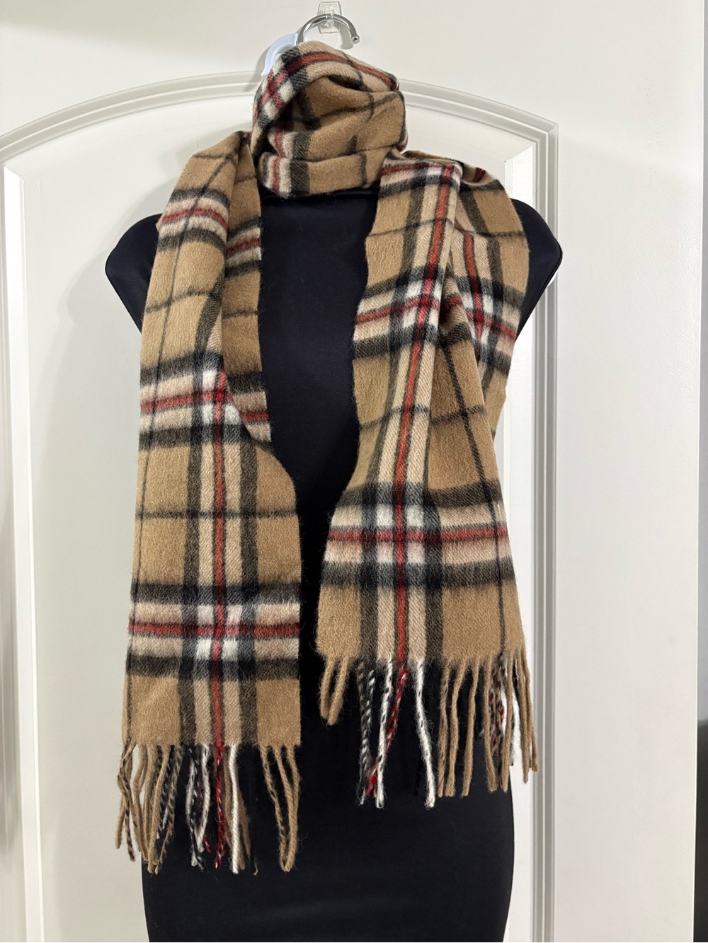 Edinburgh Classic Camel Plaid Fringe Scarf
